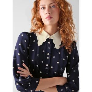 L.K. Bennett Enya Navy Scallop Collar Slik Dress